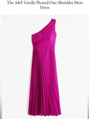 Abercrombie & Fitch Giselle Pleated One Shoulder Maxi Dress Hot Pink Fuschia